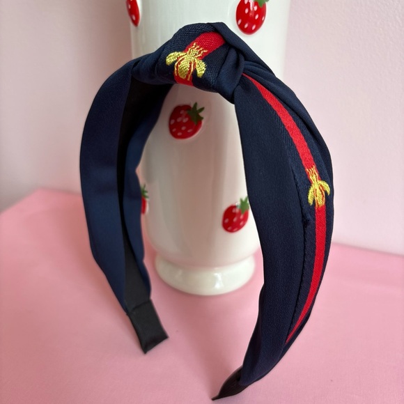 Fashion Bee Navy Blue and Red Headband NEW - Picture 1 of 3
